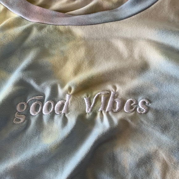 Good Vibes Rainbow Tshirt with Side Ruching - Picture 2 of 4